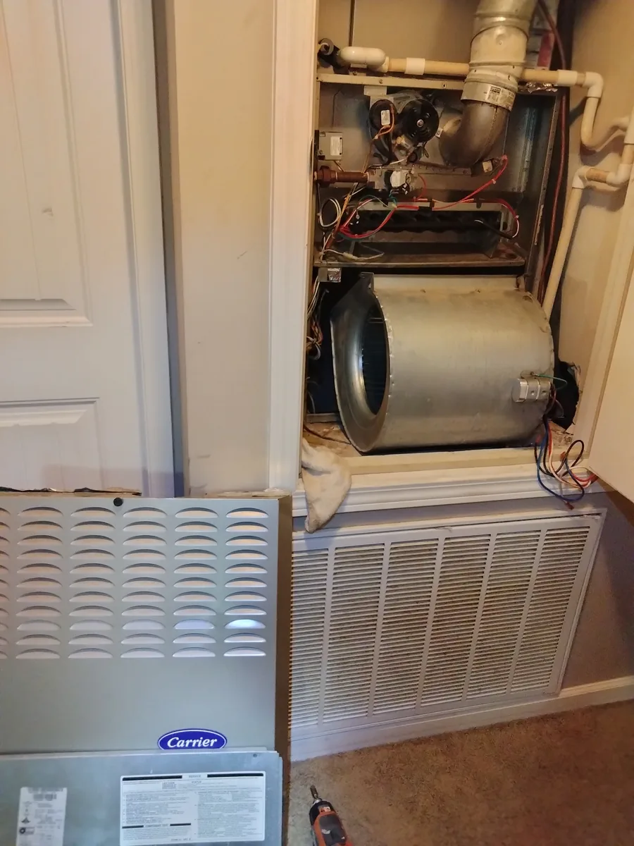 Carrier furnace opened up for service in a McCalla home